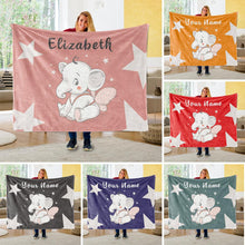 Load image into Gallery viewer, Personalized Baby Elephant Fleece Blanket I02
