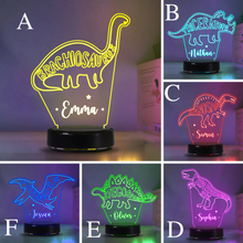 Load image into Gallery viewer, Custom Dinosaur Children&#39;s Night Lights with Name / 7 Color Changing LED Lamp 02
