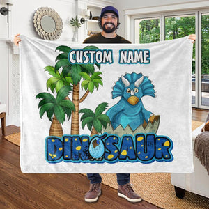 Custom Name Fleece Blanket Dinosaur II01