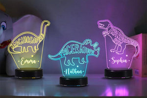 Custom Dinosaur Children's Night Lights with Name / 7 Color Changing LED Lamp 02