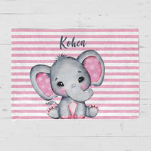 Load image into Gallery viewer, Personalized Name Fleece Blanket 21-Pink Elephant
