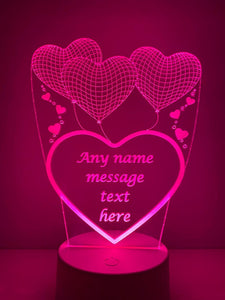 Personalised night light with Love Heart Sign