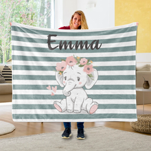 Load image into Gallery viewer, Personalized Baby Elephant Fleece Blanket I01
