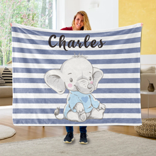 Load image into Gallery viewer, Personalized Baby Elephant Fleece Blanket I04
