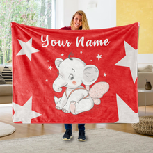 Load image into Gallery viewer, Personalized Baby Elephant Fleece Blanket I02
