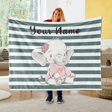 Load image into Gallery viewer, Personalized Baby Elephant Fleece Blanket I03
