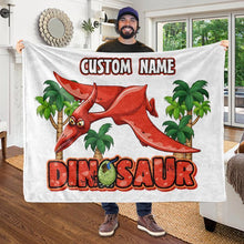 Load image into Gallery viewer, Custom Name Fleece Blanket Dinosaur II01
