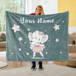 Personalized Baby Elephant Fleece Blanket I05
