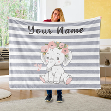 Load image into Gallery viewer, Personalized Baby Elephant Fleece Blanket I01
