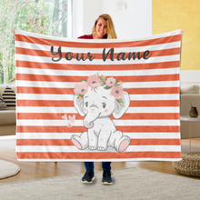 Load image into Gallery viewer, Personalized Baby Elephant Fleece Blanket I01
