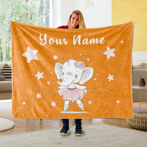 Personalized Baby Elephant Fleece Blanket I05