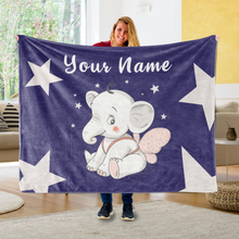 Load image into Gallery viewer, Personalized Baby Elephant Fleece Blanket I02
