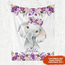 Load image into Gallery viewer, Personalized Name Fleece Blanket 13-Elephant
