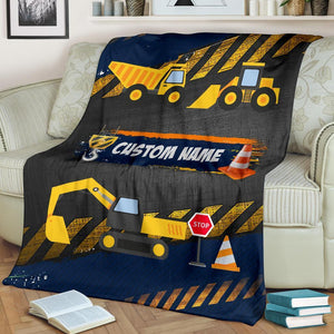 Custom Name Fleece Cartoon Blanket I21 - Construction