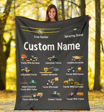 Load image into Gallery viewer, Custom Name Fleece Cartoon Blanket I23 - Construction
