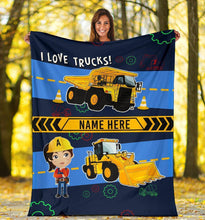 Load image into Gallery viewer, Custom Name Fleece Cartoon Blanket I03 - Truck
