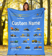 Load image into Gallery viewer, Custom Name Fleece Cartoon Blanket I23 - Construction
