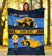 Load image into Gallery viewer, Custom Name Fleece Cartoon Blanket I03 - Truck
