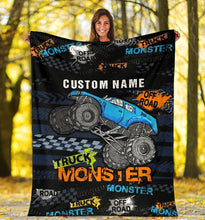 Load image into Gallery viewer, Custom Name Fleece Cartoon Blanket II03 - Truck
