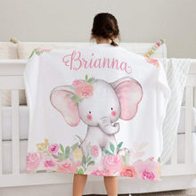 Load image into Gallery viewer, Personalized Name Fleece Blanket - Elephant07
