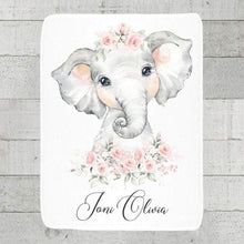 Load image into Gallery viewer, Personalized Name Fleece Blanket - Elephant12
