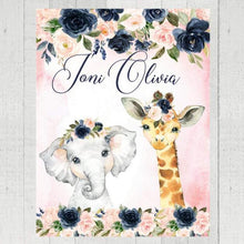 Load image into Gallery viewer, Personalized Name Fleece Blanket - Animals20 Flora
